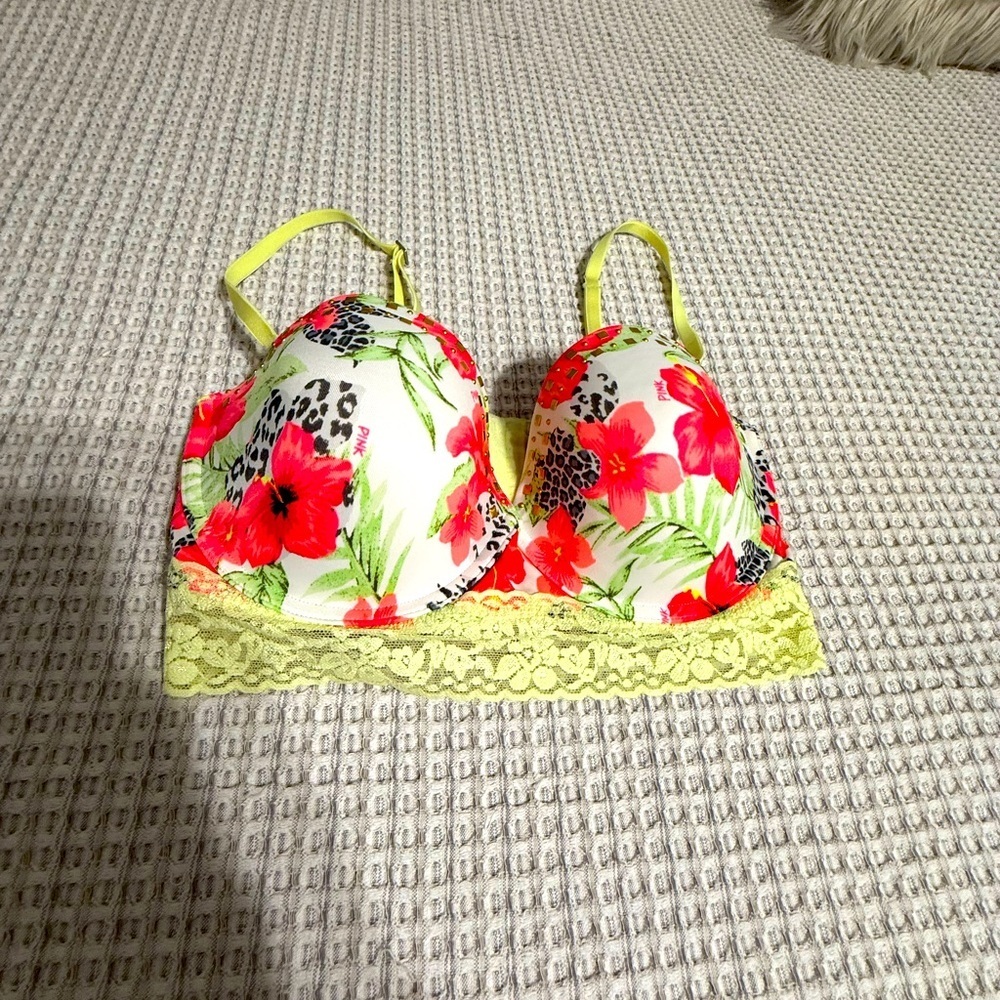 Victoria's Secret Floral Bra with Yellow Lace